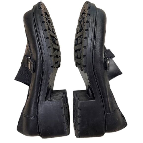 Vintage Esprit Black Leather Platform Chunky Leather Slip On Shoes, Y2K Size 11 - Picture 3 of 10